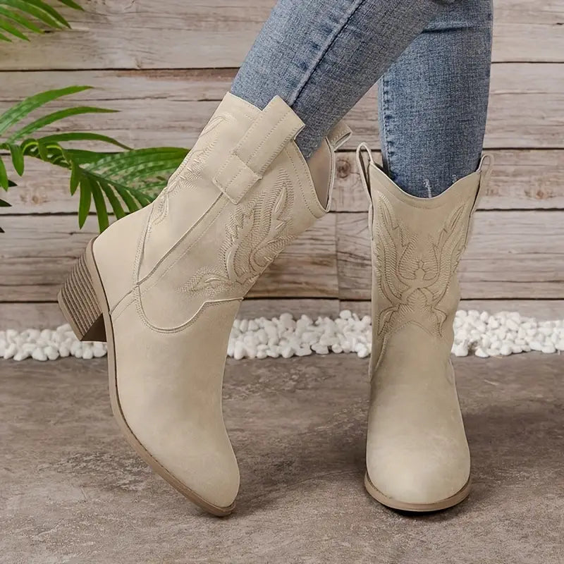 Elvayn | Women’s Trendy Block Heel Cowboy Boots