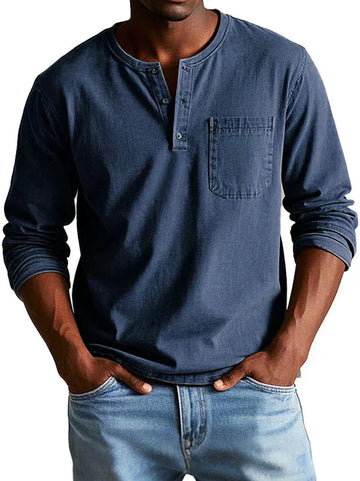 Elvayn | Men’s Casual Long Sleeve Henley Shirt