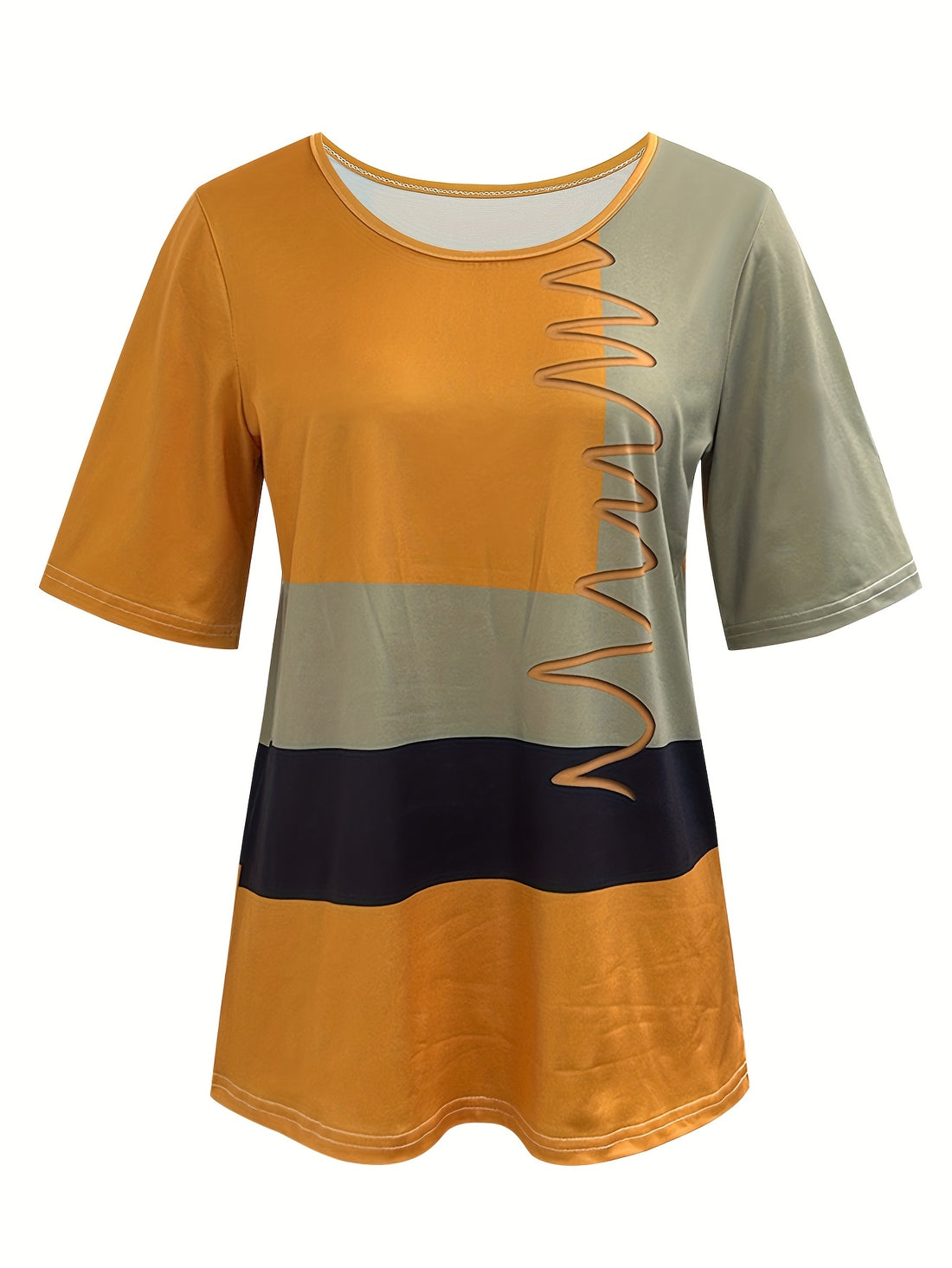 Elvayn | Retro Color Block T-Shirt Top