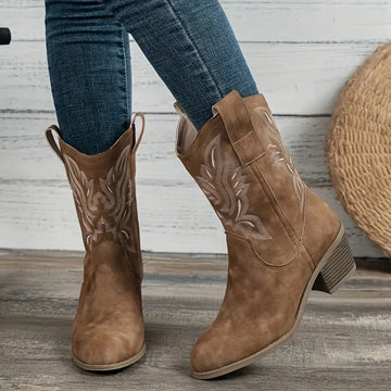 Elvayn | Women’s Trendy Block Heel Cowboy Boots