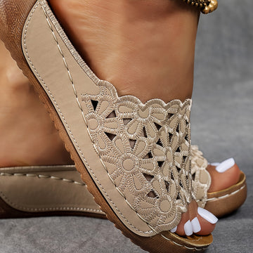 Elvayn | Embroidered Wedge Sandals