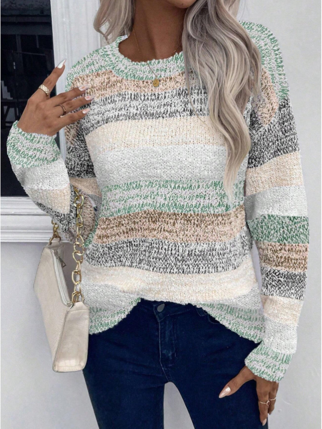 Elvayn | Color Block Drop Shoulder Sweater