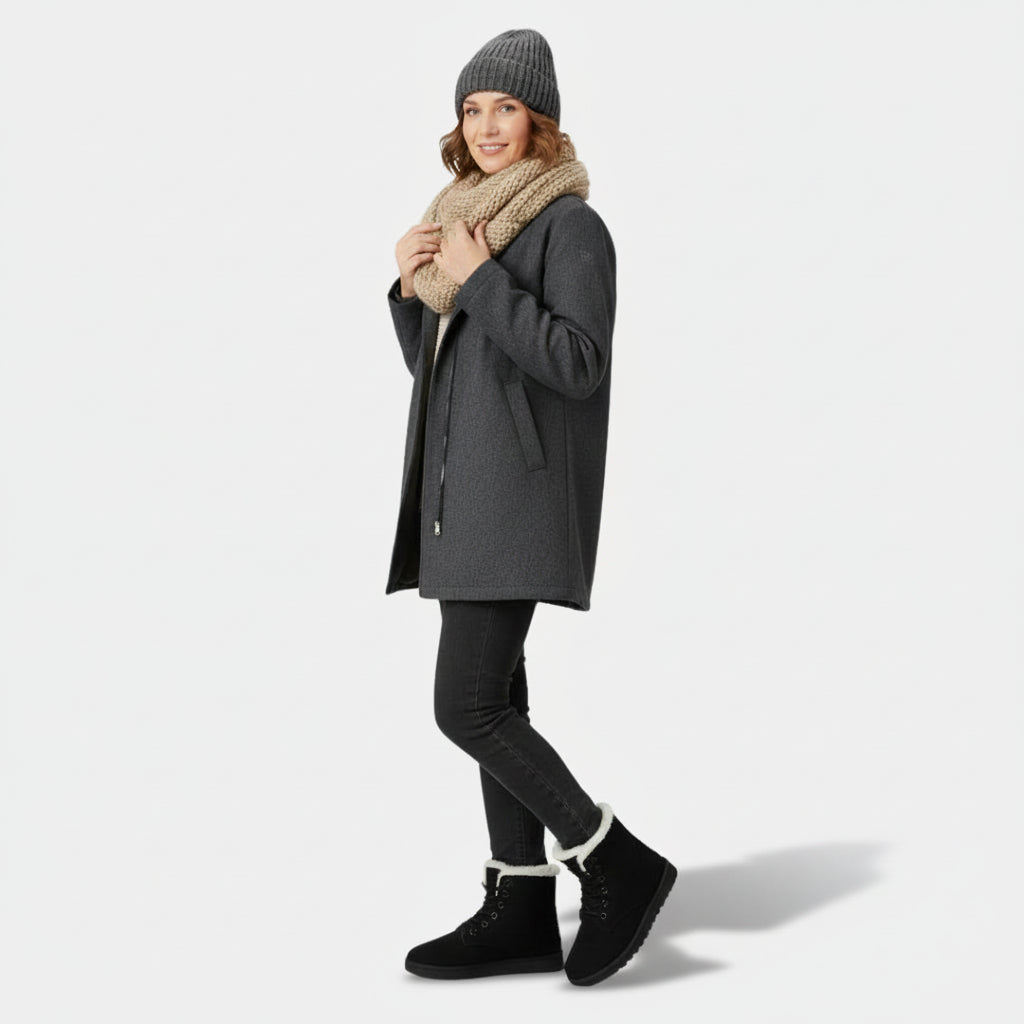 Fur-lined lace-up winter ankle boots for women
