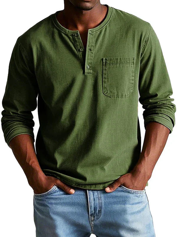 Elvayn | Men’s Casual Long Sleeve Henley Shirt