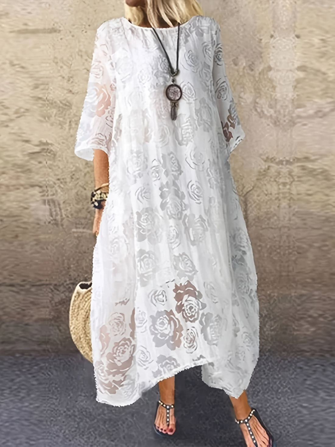Elvayn | Elegant Lace Midi Dress