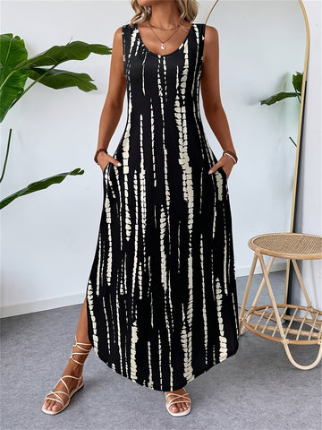 Elvayn | Geometric Tank Maxi Dress