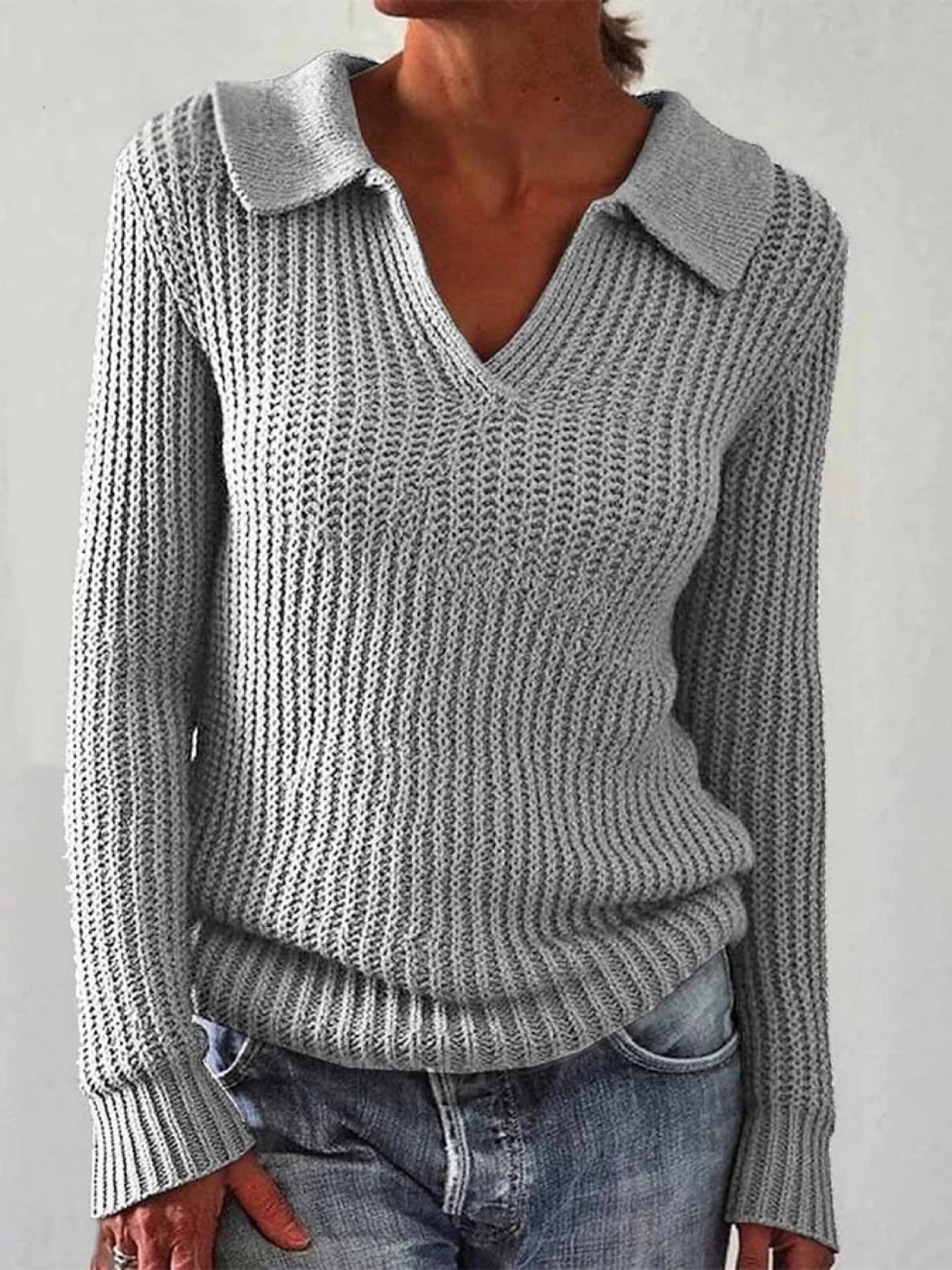 Elvayn | Women'S Autumn And Winter Casual Long-Sleeved Lapel Sweater