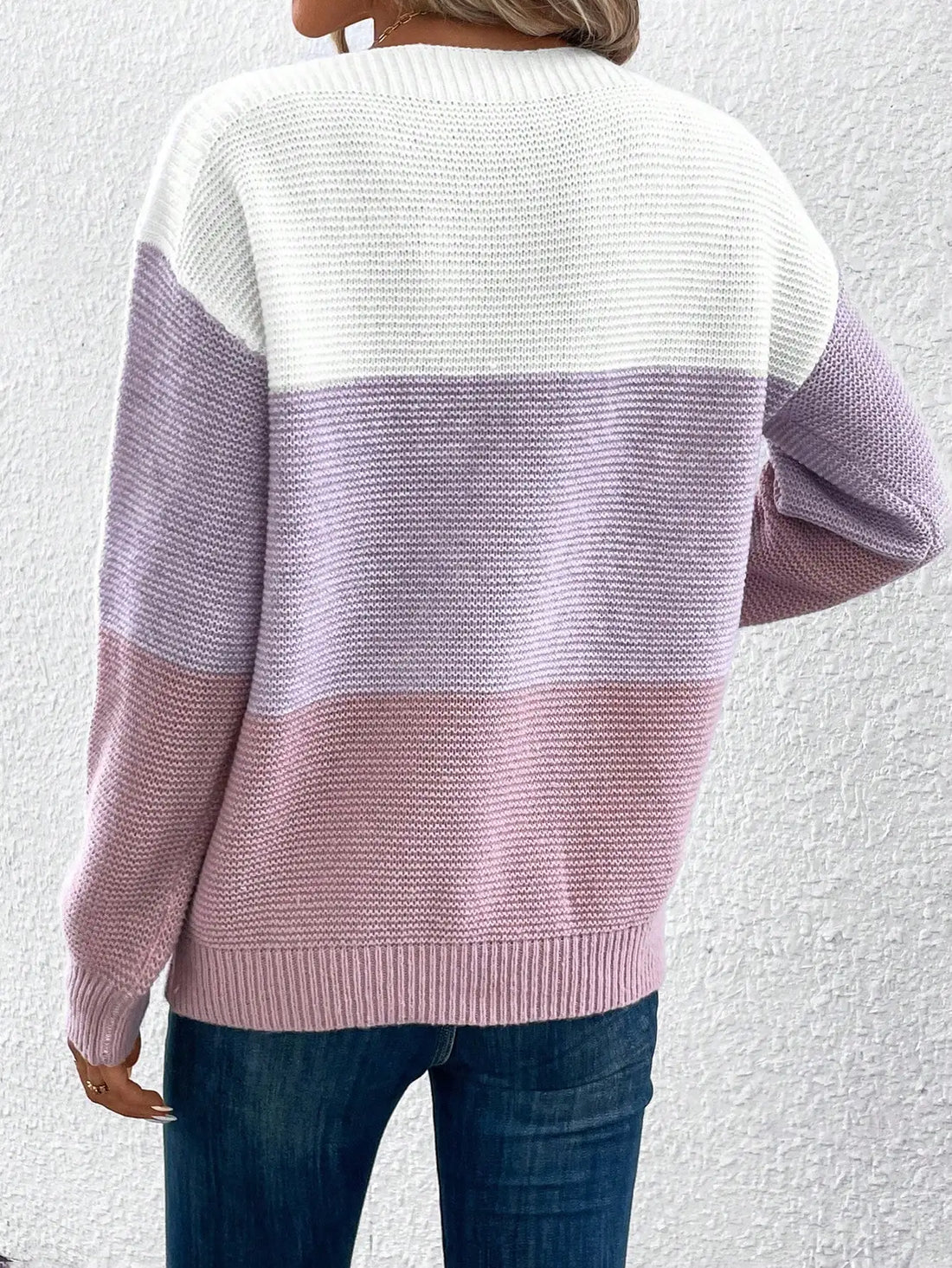 Elvayn | Three Color Patchwork Knit Sweater