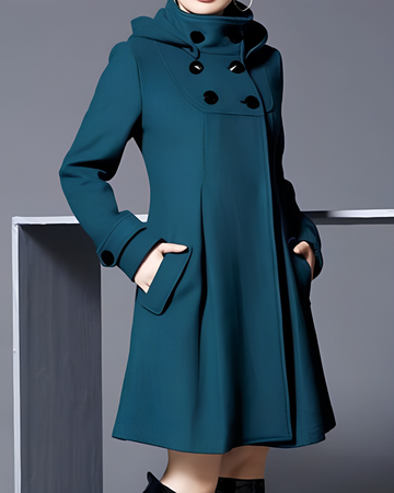 Elvayn | Women’s Elegant Hooded Button-Down Coat