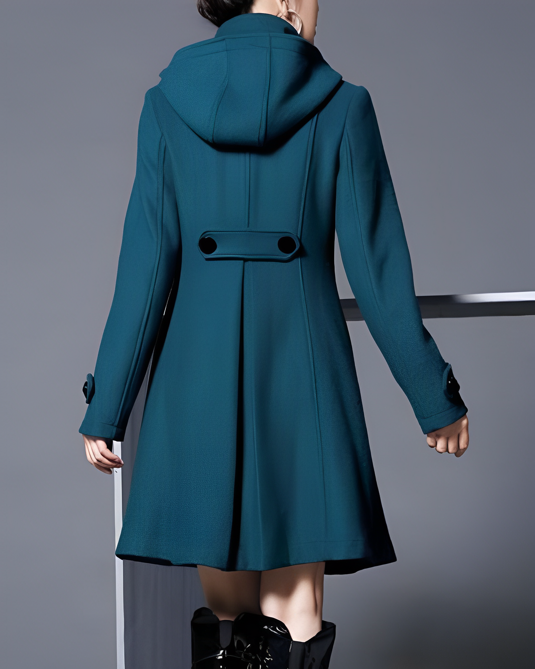Elvayn | Women’s Elegant Hooded Button-Down Coat