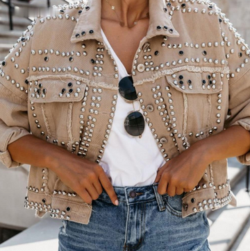 Elvayn | Women’s Studded Short Cropped Casual Jacket