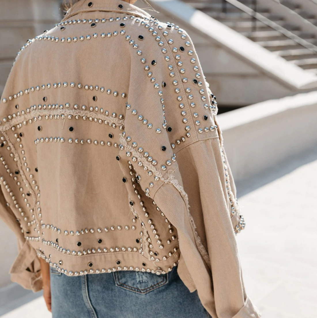 Elvayn | Women’s Studded Short Cropped Casual Jacket
