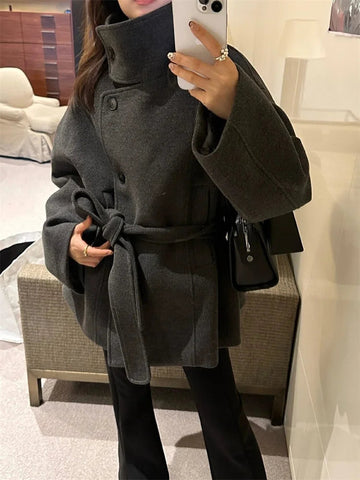 Elvayn | Women’s Winter Textured High Collar Coat
