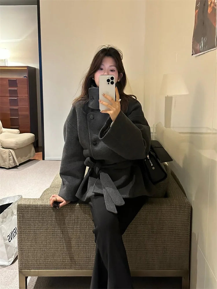 Elvayn | Women’s Winter Textured High Collar Coat