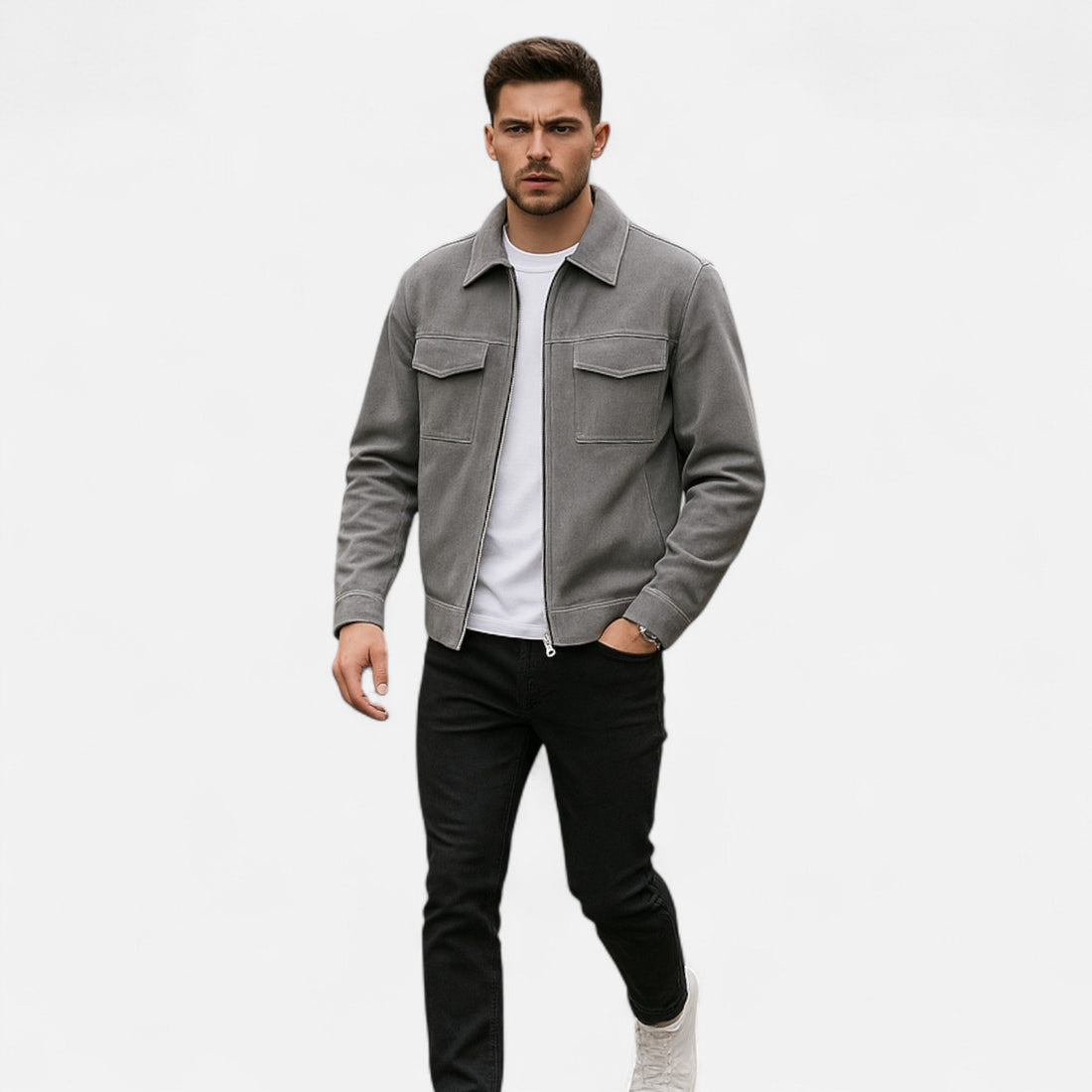 Elvayn | Men’s Loose-Fit Suede Jacket