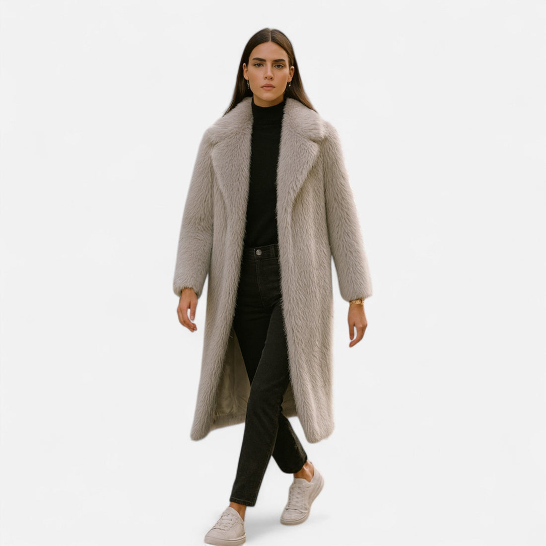 Elvayn | Women’s Long Faux Fur Overcoat
