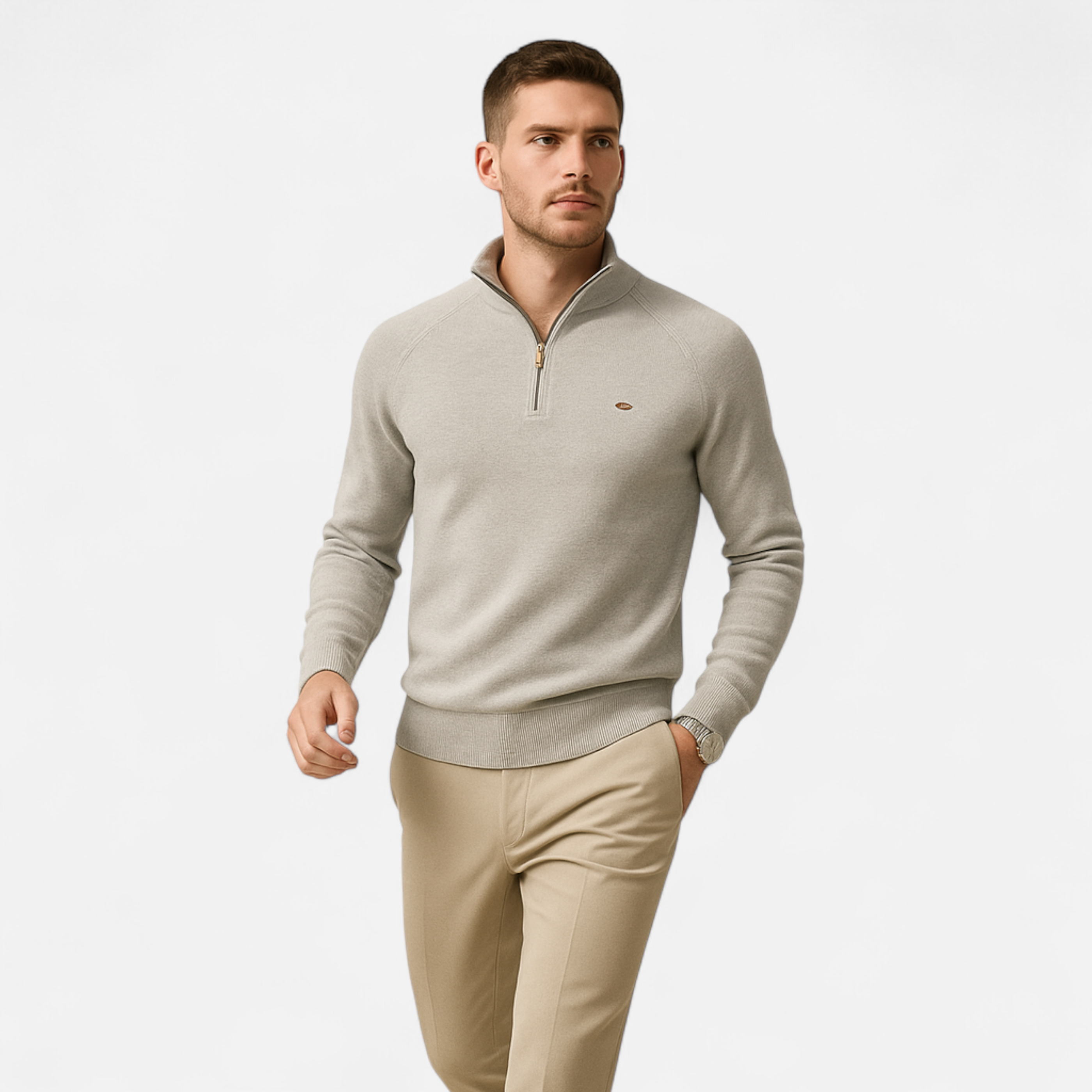 Elvayn | Men’s Cotton Zip Sweater – Refined Knitwear for the Season