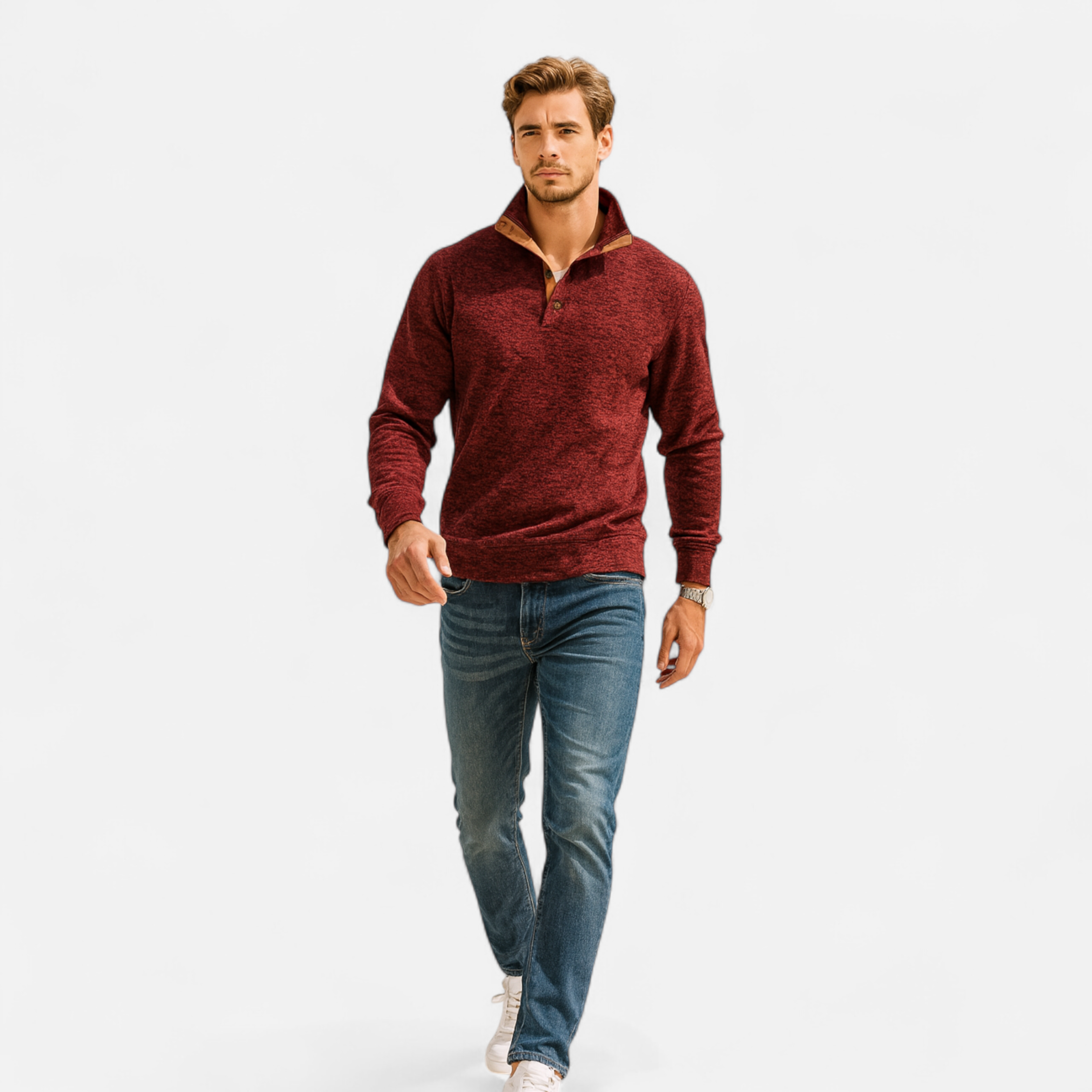 Elvayn | Men’s Knitted Sweater – Stand Collar Heritage Style