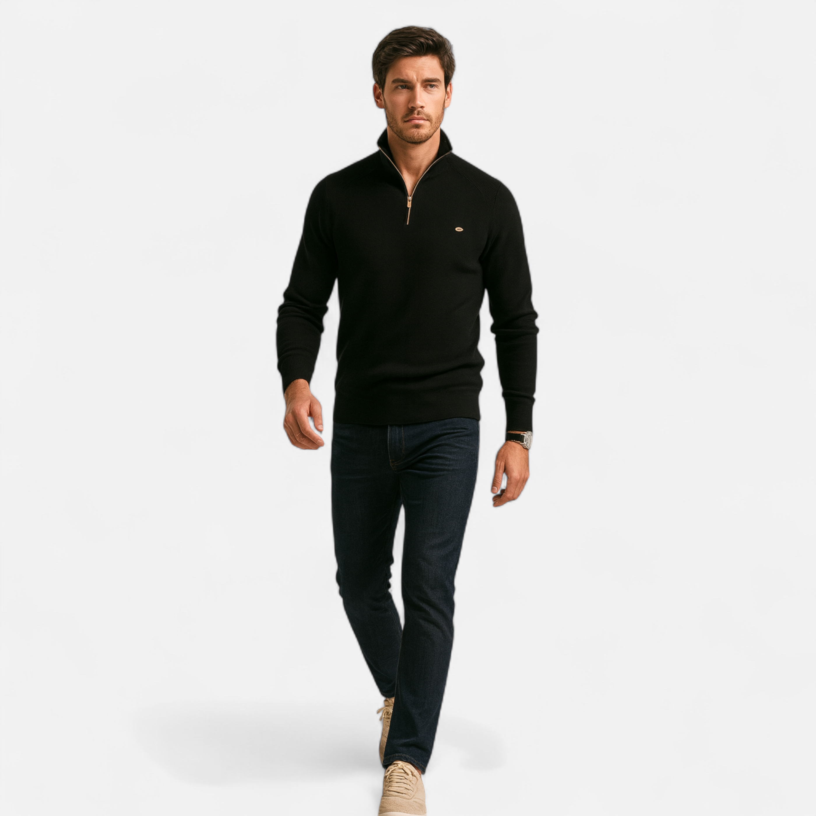 Elvayn | Men’s Cotton Zip Sweater – Refined Knitwear for the Season