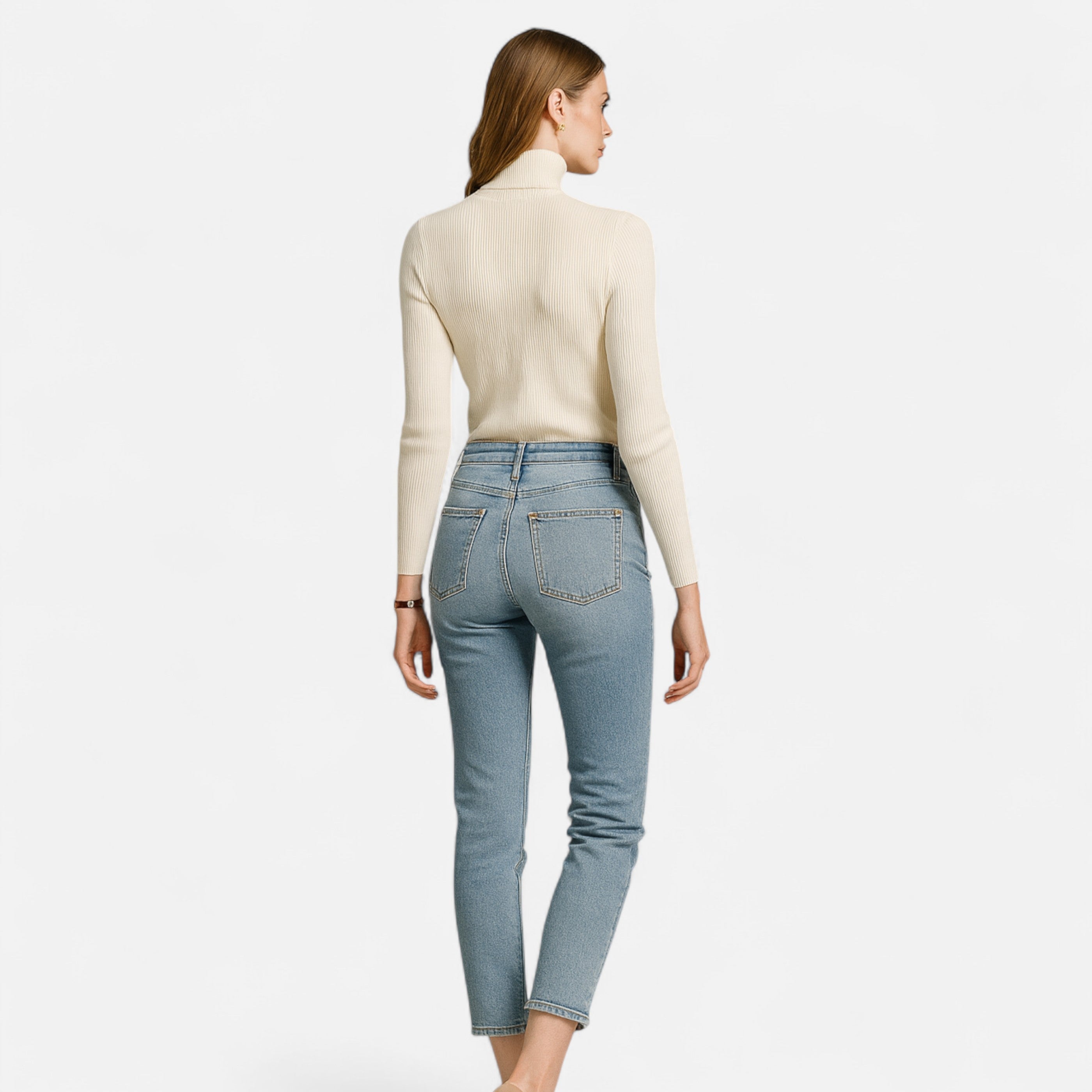 Elvayn | Women’s Ribbed Turtleneck – Foldover Winter Elegance