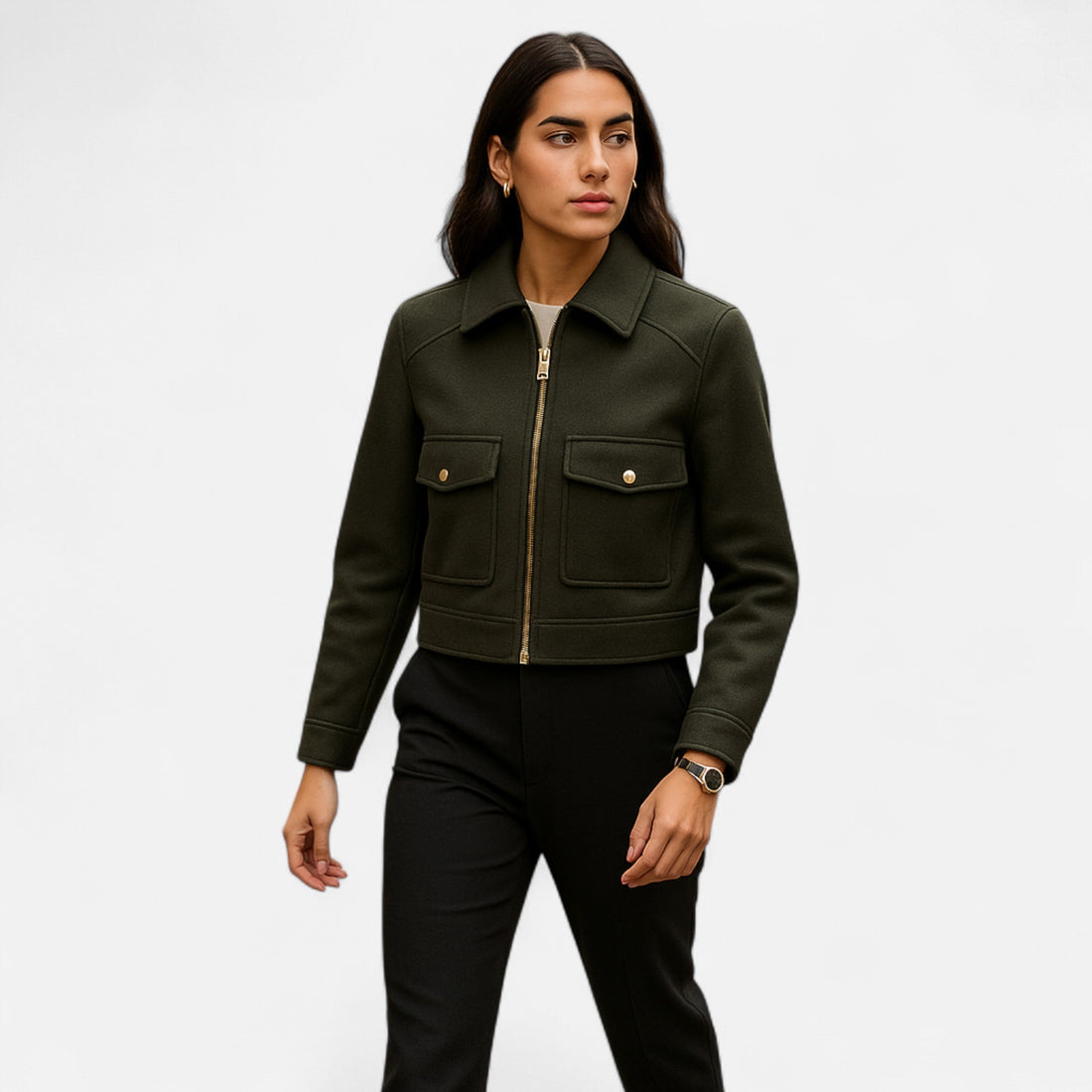 Elvayn | Women’s Elegant Winter Zip Jacket
