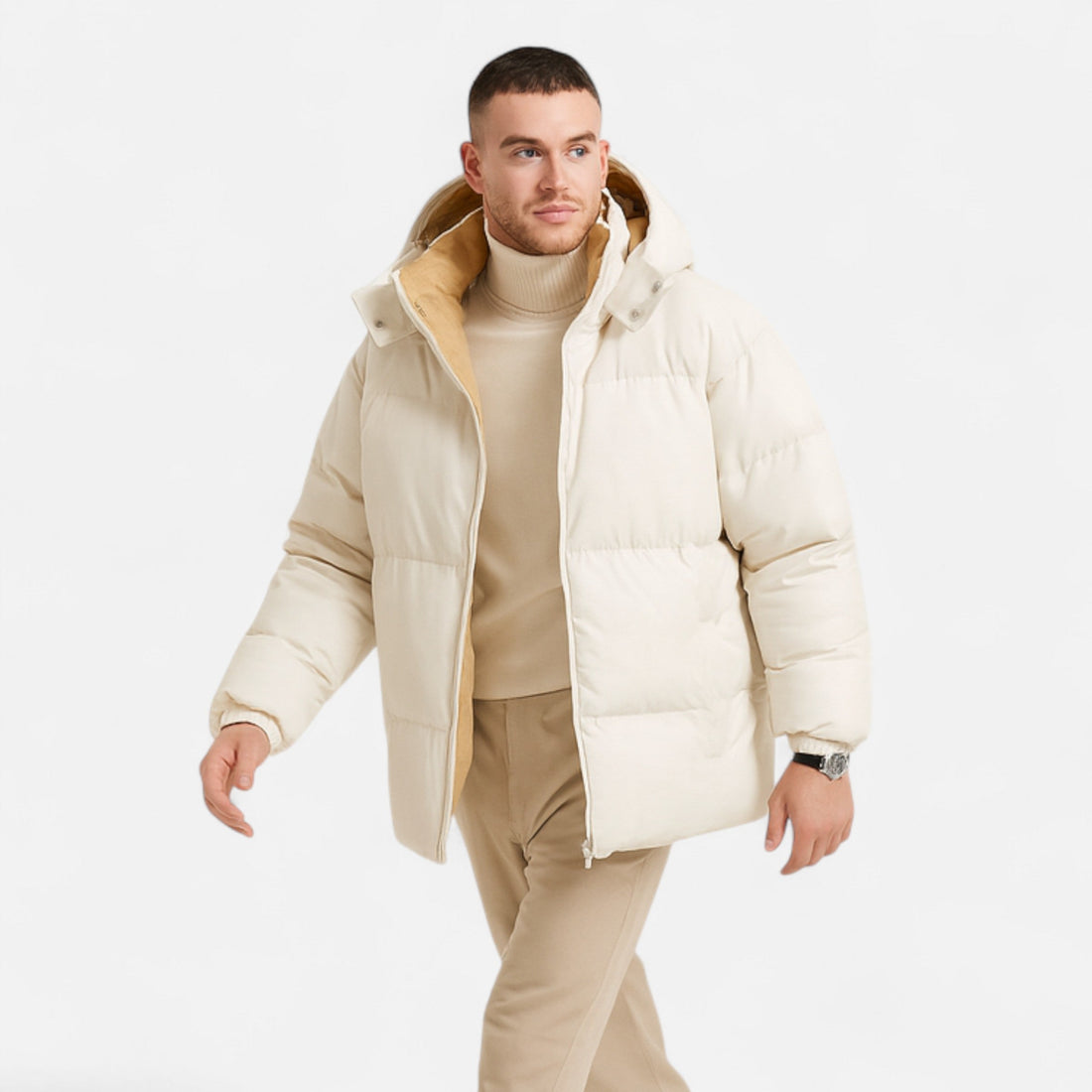 Elvayn | Men’s Detachable-Hood Padded Jacket