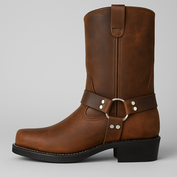 Elvayn | Women’s Winter Leather Cowboy Boots with Buckle