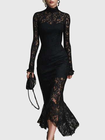 Elvayn | Lace Fishtail Maxi Dress