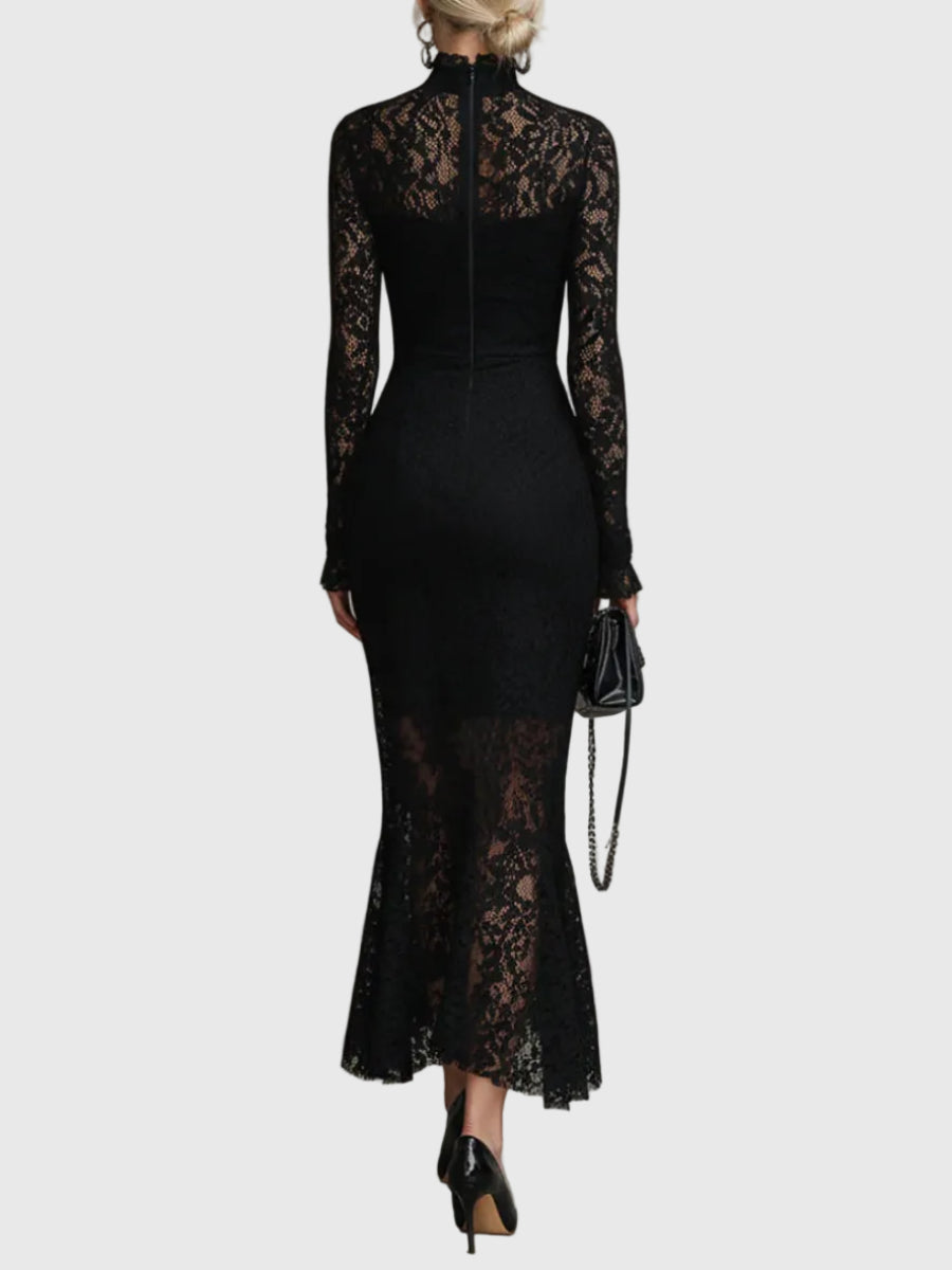 Elvayn | Lace Fishtail Maxi Dress