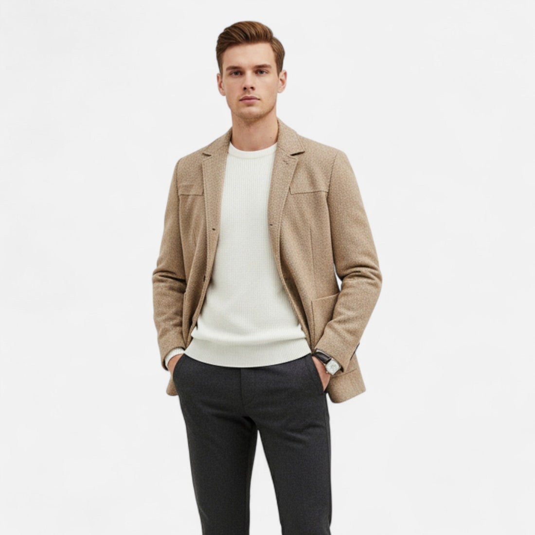 Elvayn | Men’s Wool Blend Jacket – Business Lapel Elegance