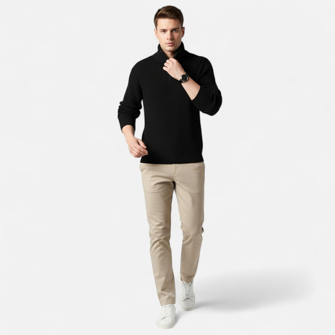 Elvayn | Men’s Wool-Blend Half-Zip Sweater