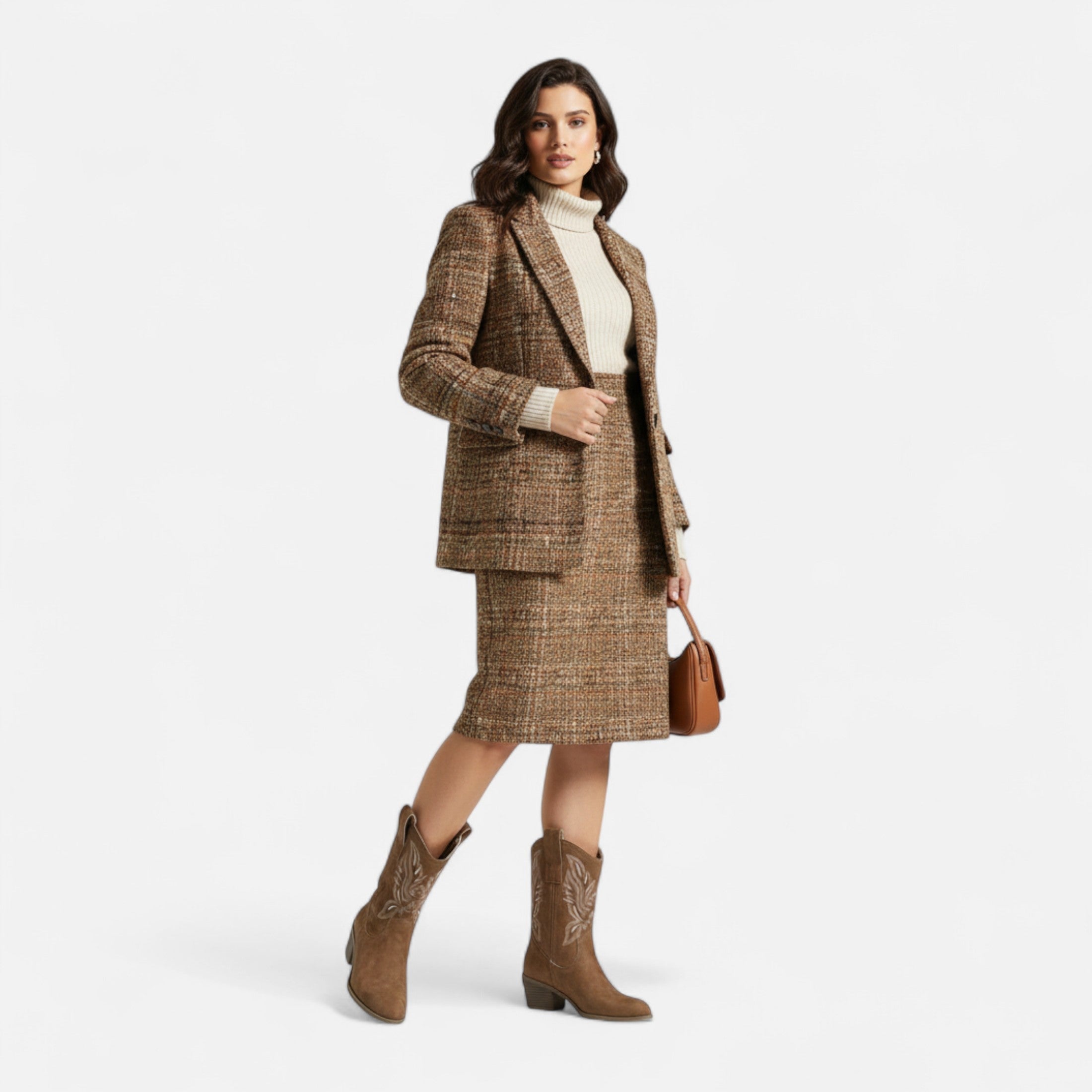 Elvayn | Women’s Suede Cowboy Boots – Vintage Chunky Heel