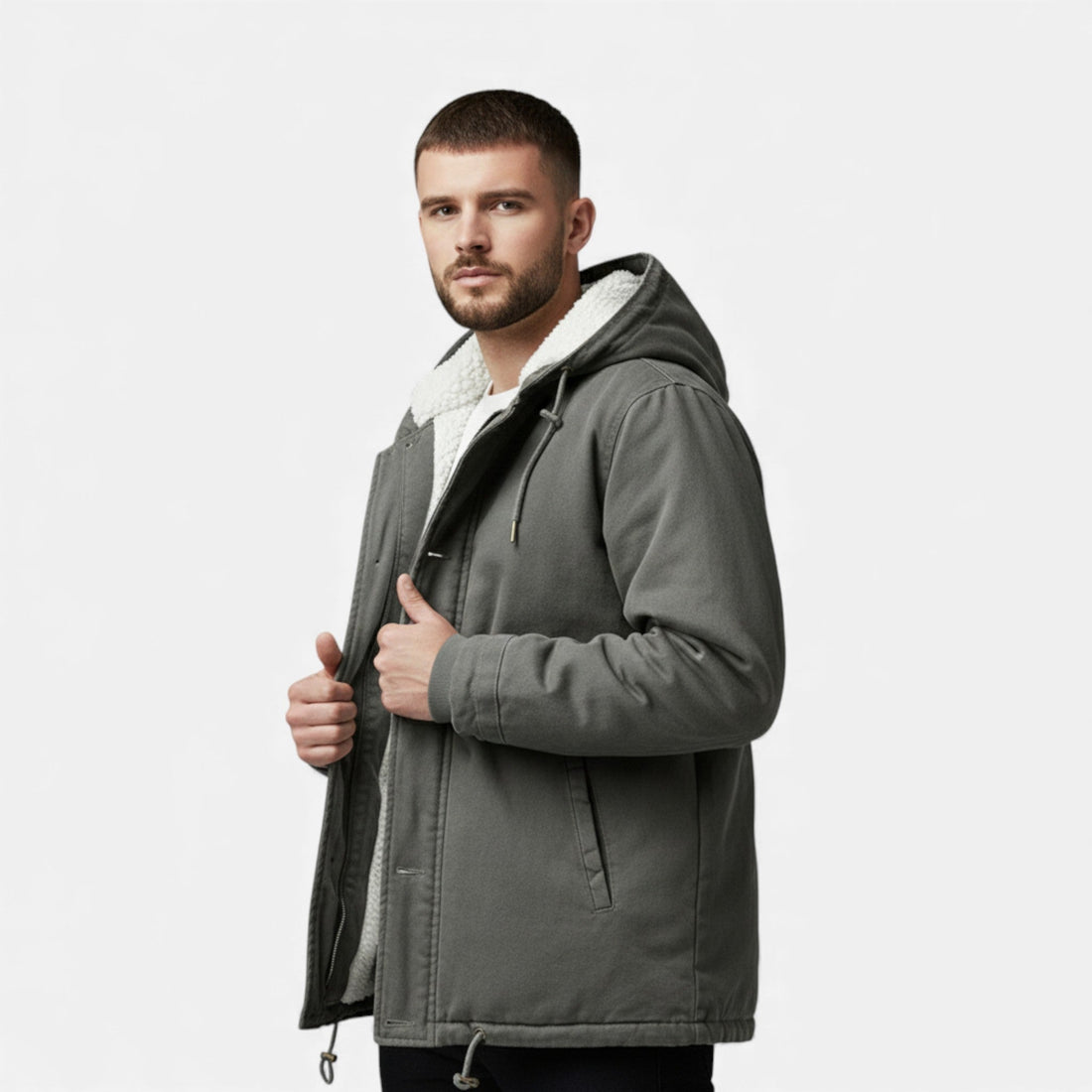 Elvayn| Men’s Lamb Fleece Hooded Winter Coat