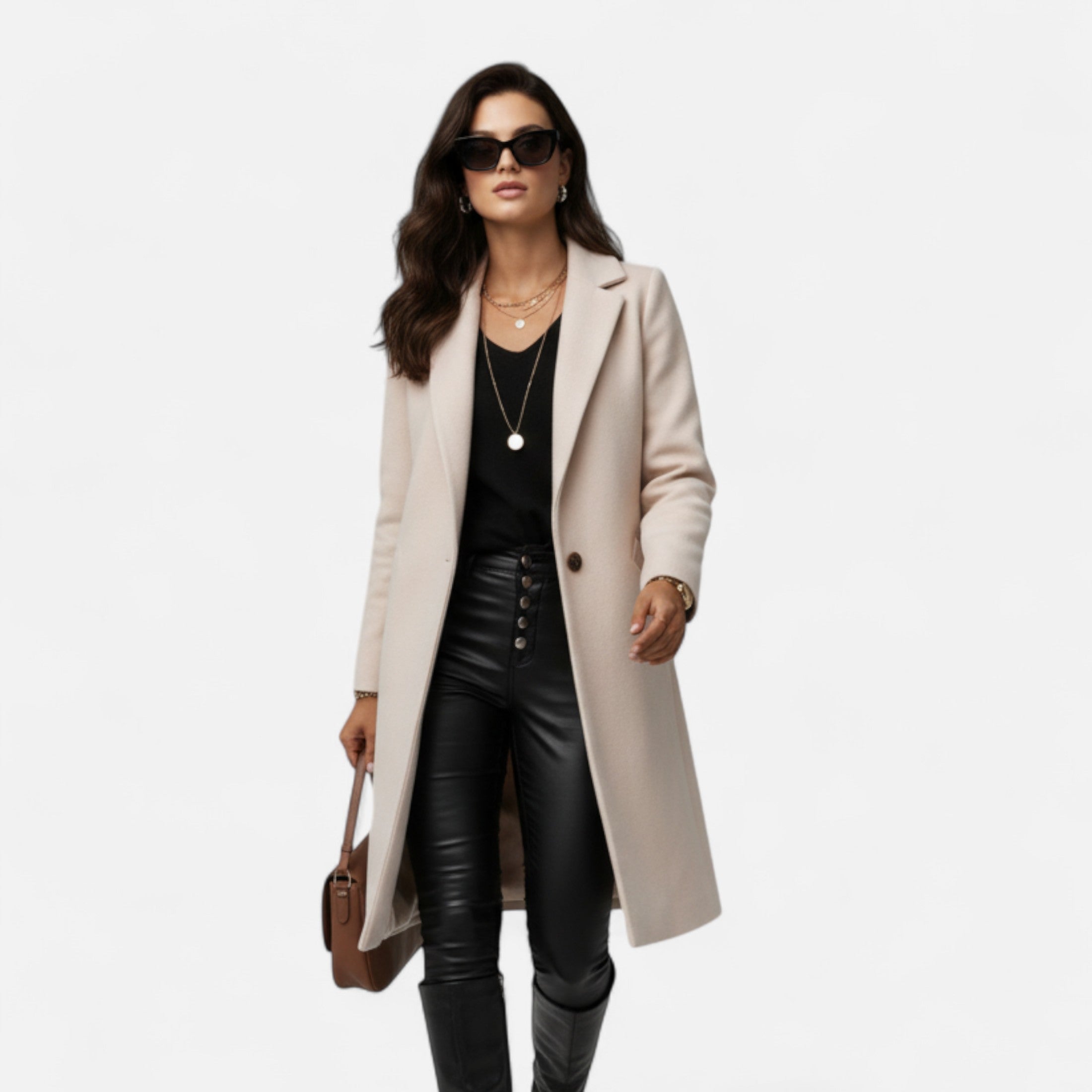Elvayn | Women’s Winter Overcoat – Lapel Collar Elegance