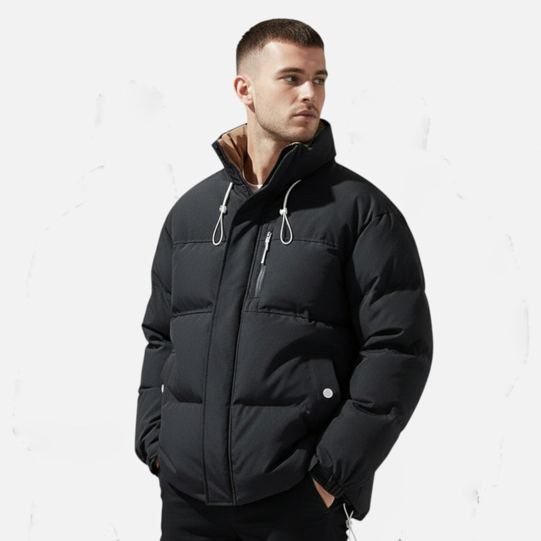 Elvayn | Men’s Oversized Windproof Jacket with Stand Collar