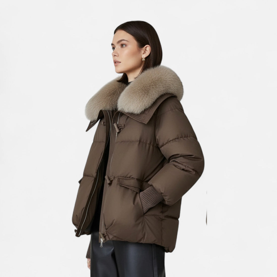 Elvayn | Women’s Fur-Collar Down Cotton Jacket