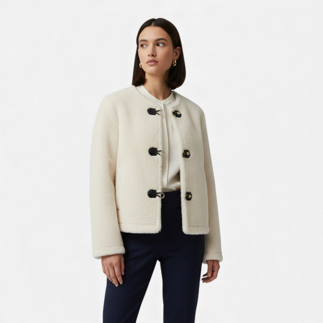 Elvayn | Women’s Faux Fur Toggle Button Jacket