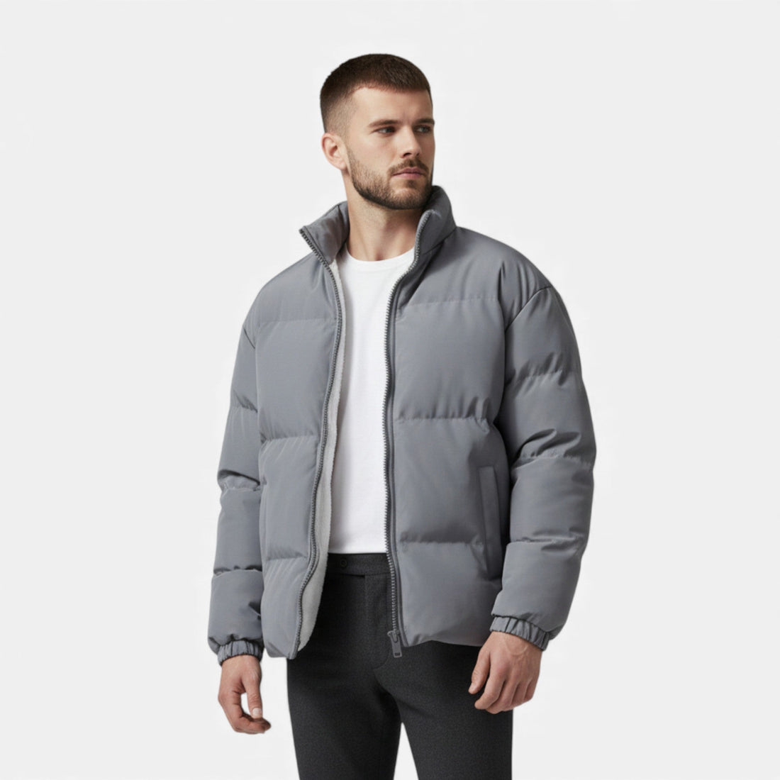 Elvayn | Men’s Lambswool Plush Puffer Jacket for Autumn/Winter