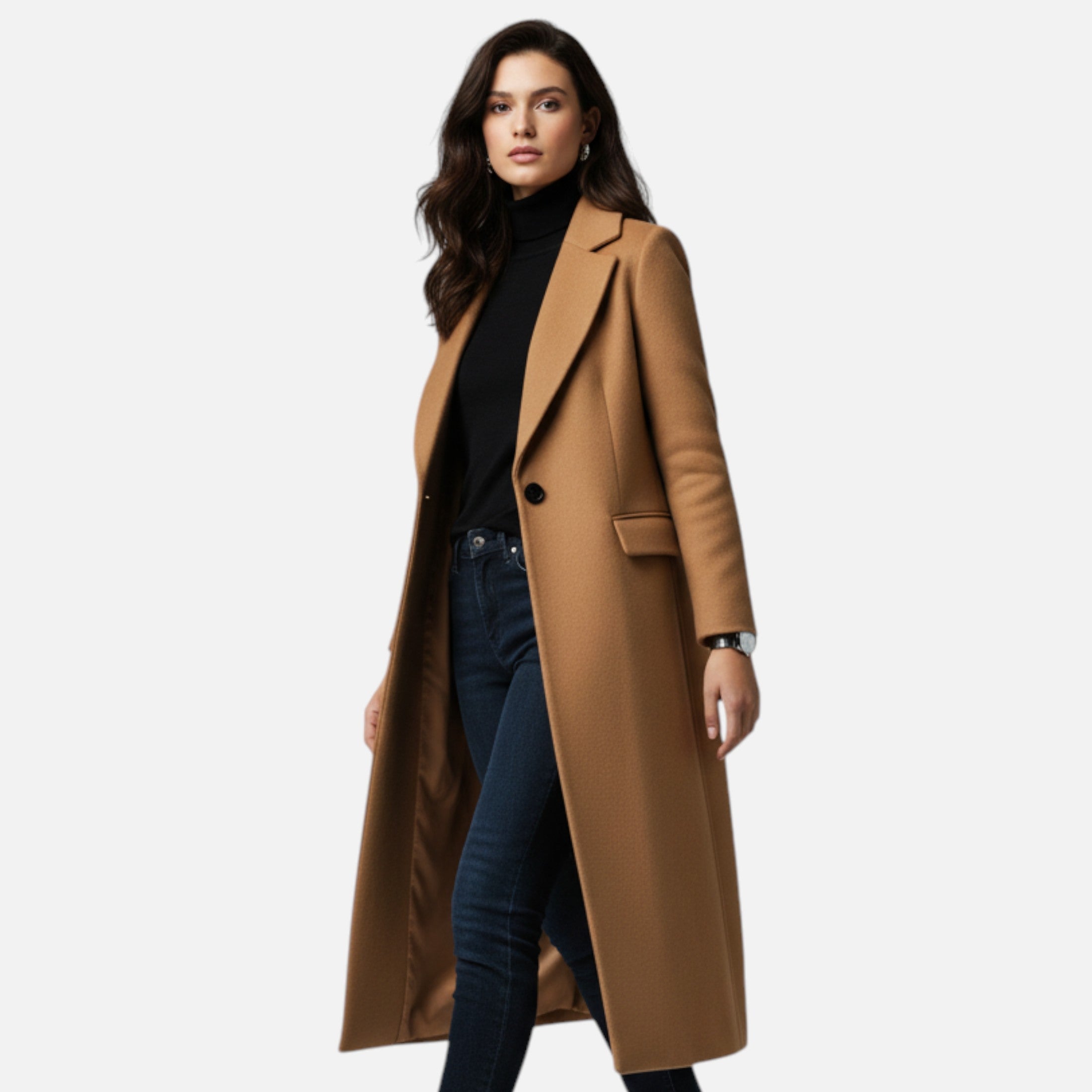 Elvayn | Women’s Winter Overcoat – Lapel Collar Elegance