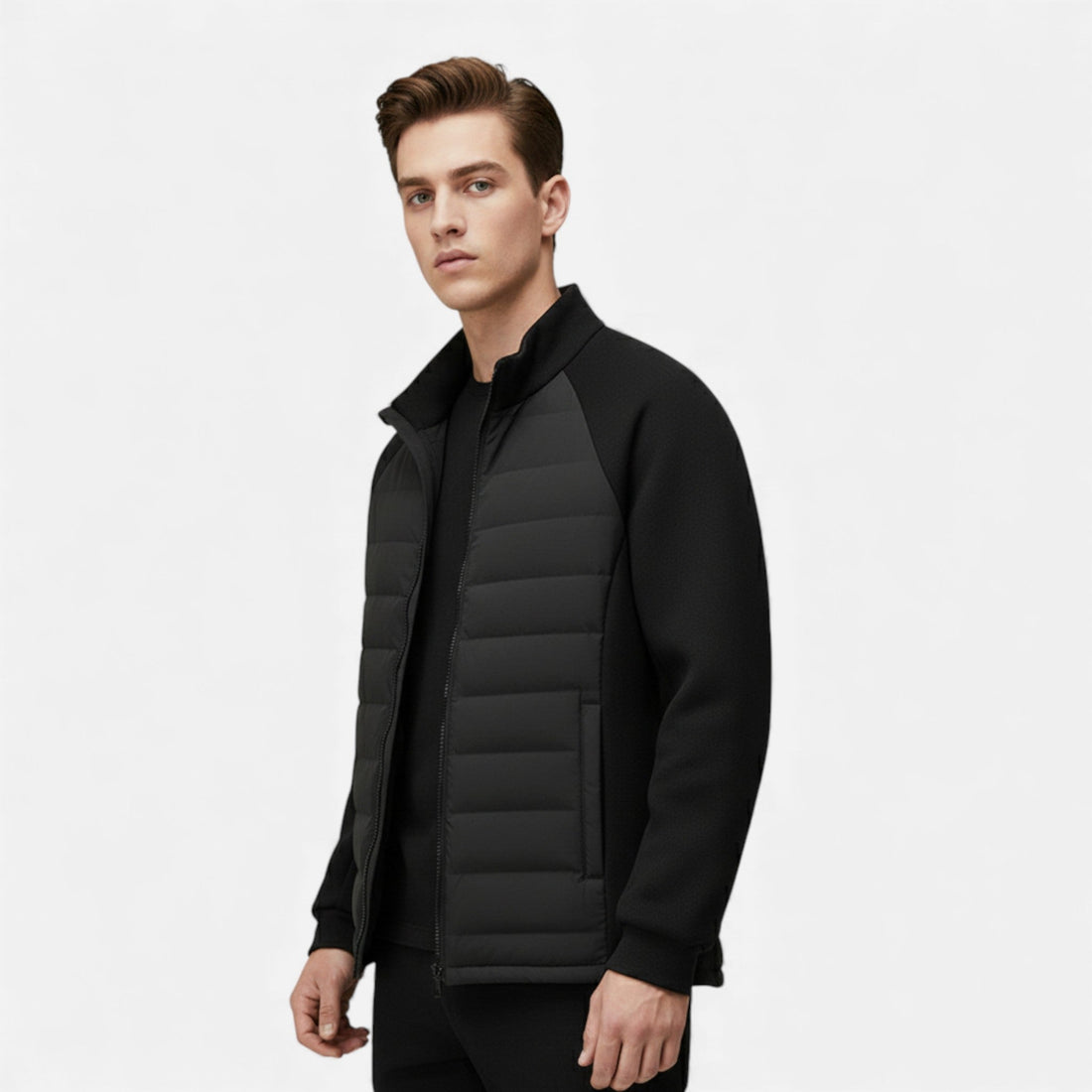 Elvayn | Men’s Quilted Down Jacket with Stand-Up Collar