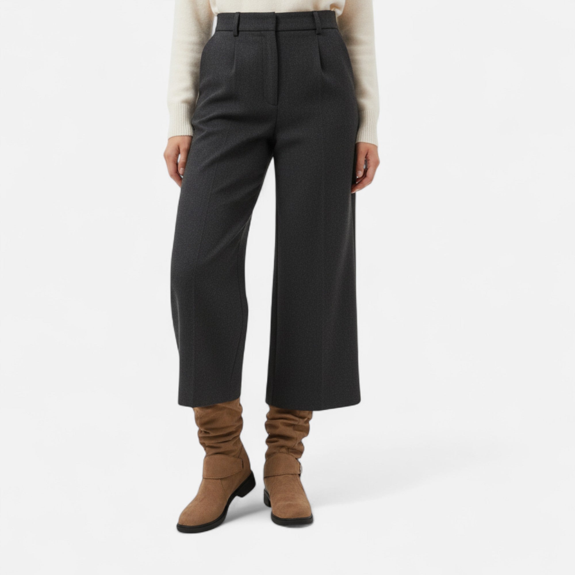 Elvayn | Women’s Knee-High Boots – Buckle Belt Elegance