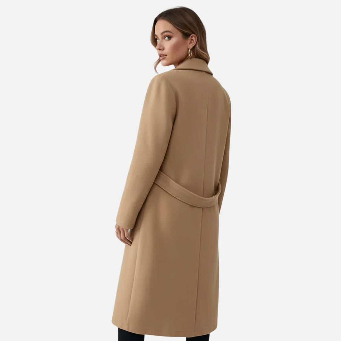 Long belted coat for women