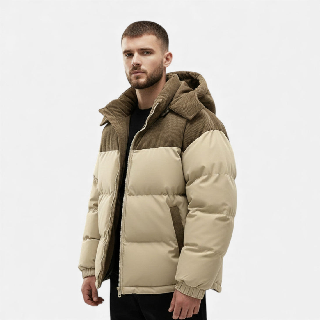 Elvayn | Men’s Fleece-Lined Winter Jacket with Removable Hood