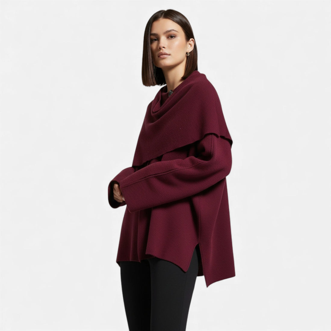 Elvayn | Women’s Elegant Wool-Feel Poncho Cardigan