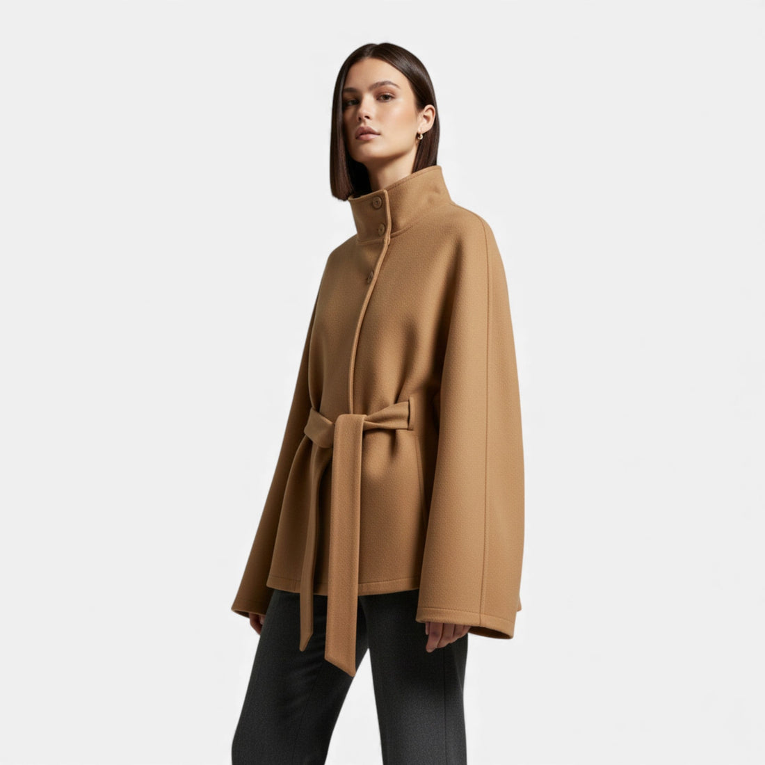 Elvayn | Women’s Short Belted Cape Coat
