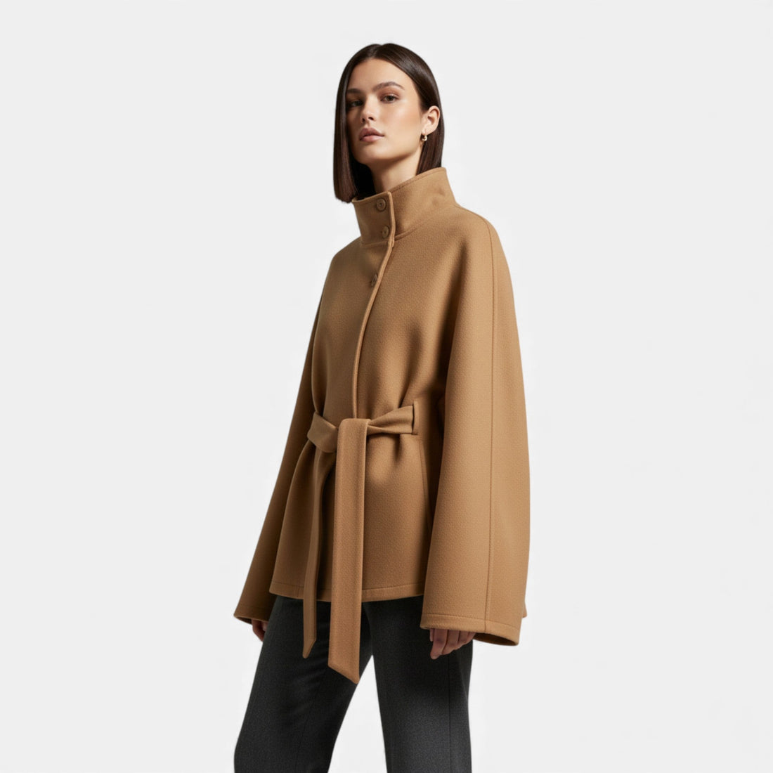 Elvayn | Women’s Short Belted Cape Coat