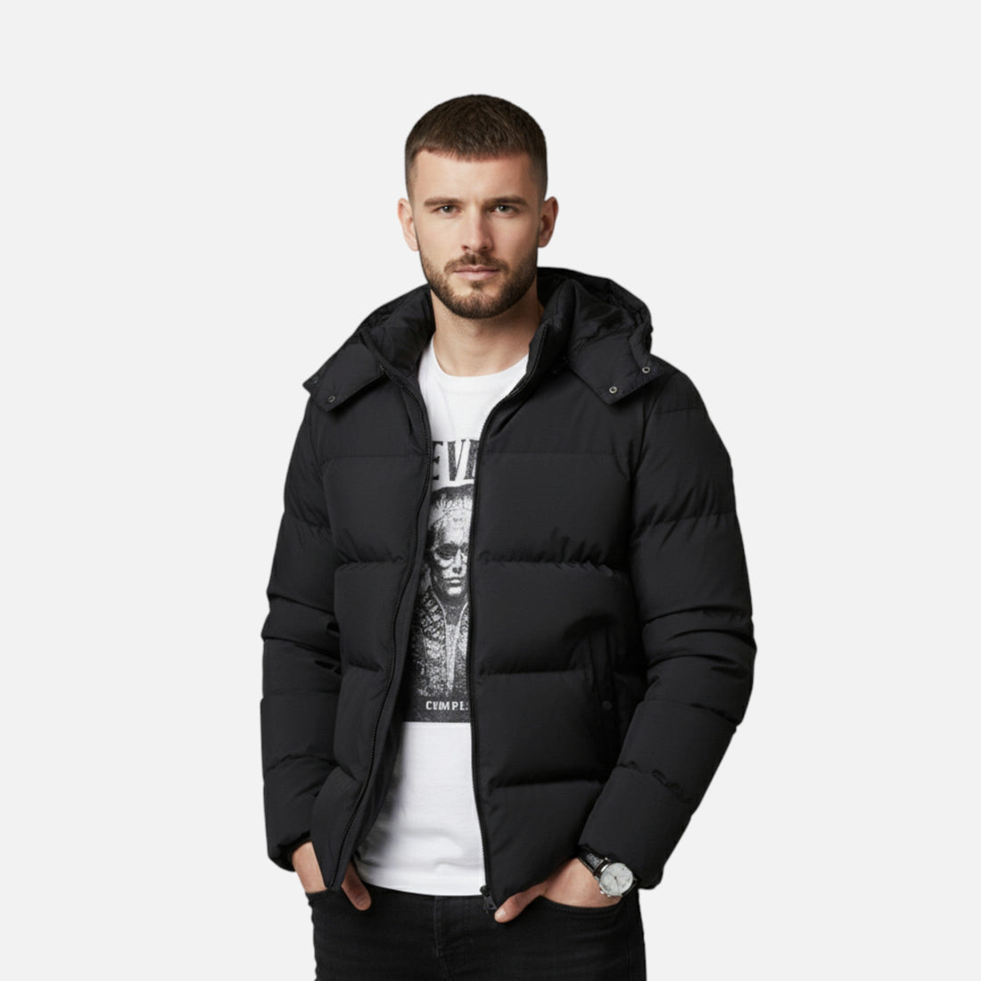 Elvayn | Men’s Hooded Puffer Jacket – Timeless Cold Weather Layer