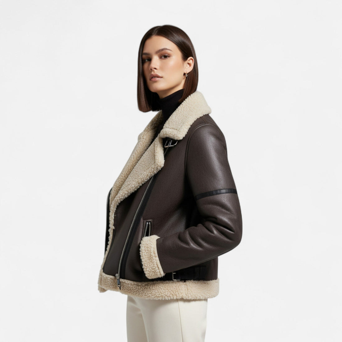 Elvayn | Women’s Autumn Belted Leather Jacket