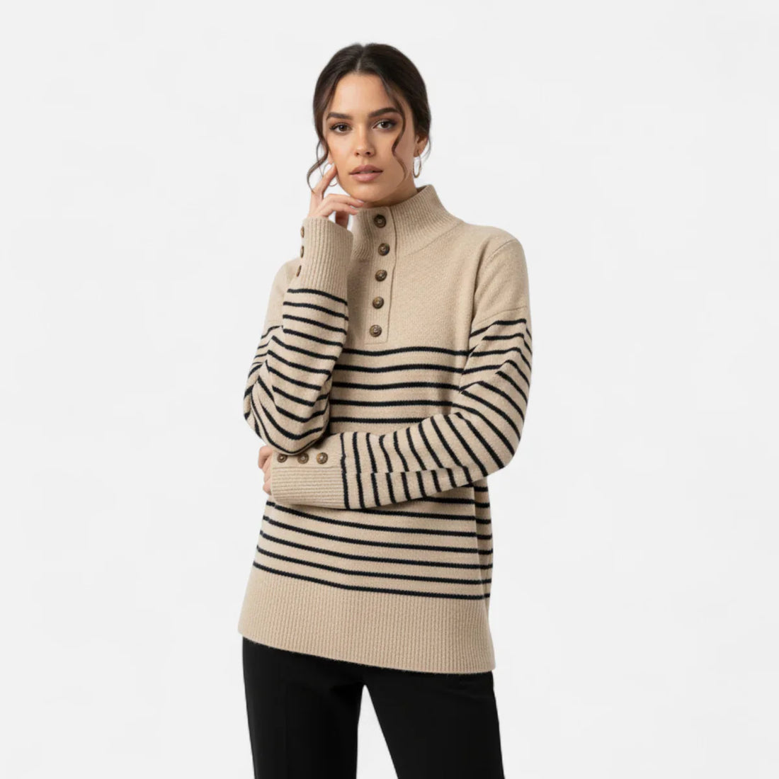 Women’s striped turtleneck sweater