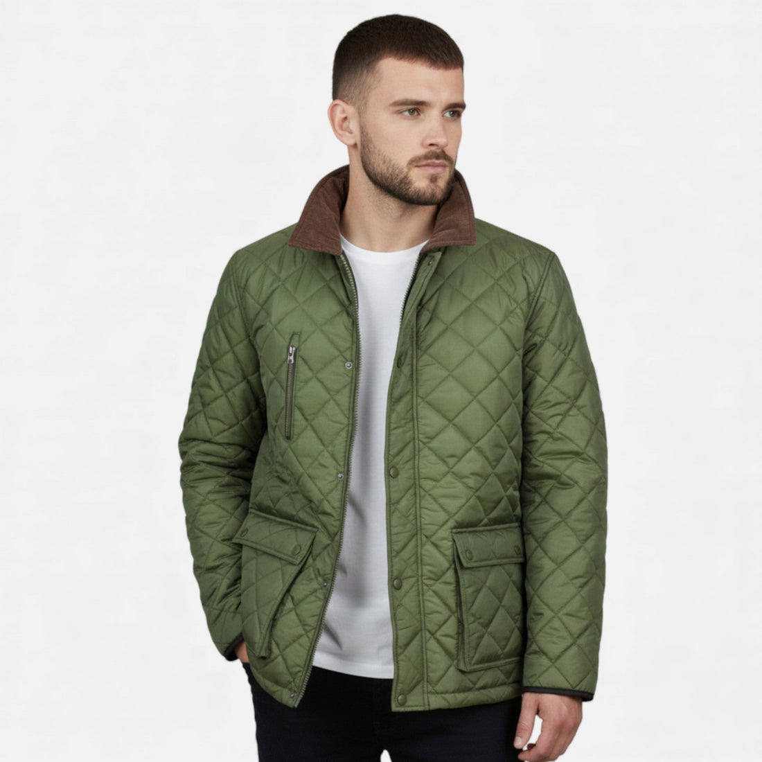 Elvayn | Men’s Quilted Gold Fleece-Lined Jacket
